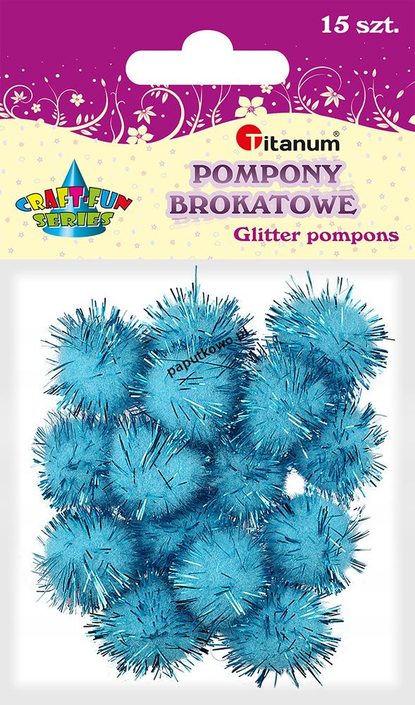 Pompony Titanum Craft-fun Craft-Fun Series brokatowe niebieski 15 szt (16077C)