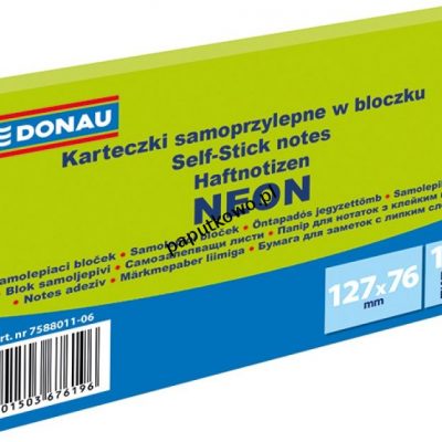 Notes samoprzylepny Donau Neon zielony 100k 127x76 mm (7588011-06)