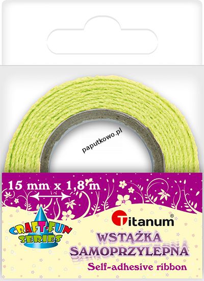 Wstążka Titanum Craft-fun Craft-Fun Series koronka bawełniana samoprzylepna limonkowy 15 mm 1,8 m (D12-4)