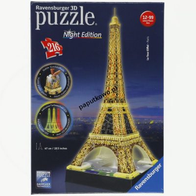 Puzzle przestrzenne Tm Toys 216el wieża eiffla nocą (125791)