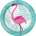 Talerz jednorazowy flamingo śr