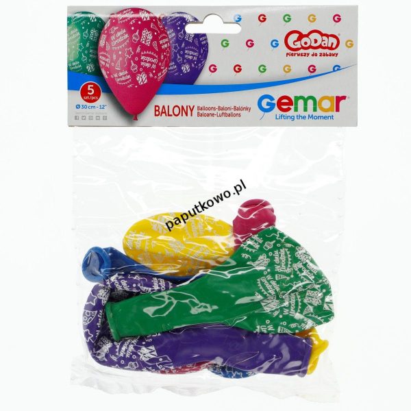 Balon gumowy Godan premium dniu urodzin op 5 szt (GS110/pwdu)
