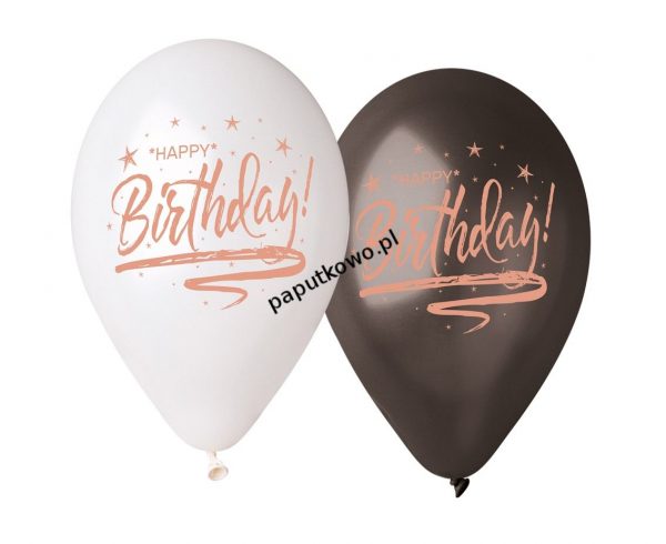Balon gumowy premium hel happy birthday mix 5 szt (GMS120/798)