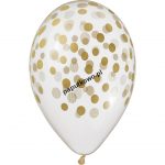 Balon gumowy premium hel konfetti złote transparentny 5 szt (GS120/752z) 1