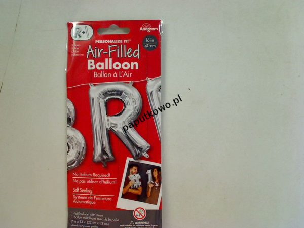 Balon foliowy Amscan balon mini literka r srebrna (3304601)