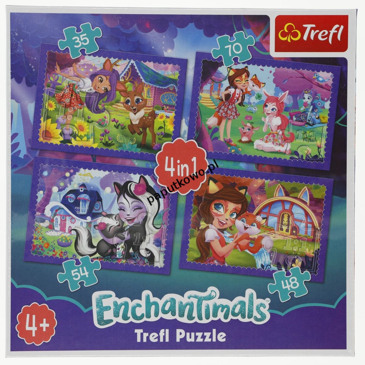 Puzzle Trefl Enchantimals zabawa z pupilami 4W1 4w1 el