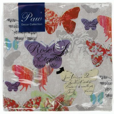 Serwetki Paw Lunch romantic  butterflies kolor: mix 330 mm x 330 mm (SDL868000)