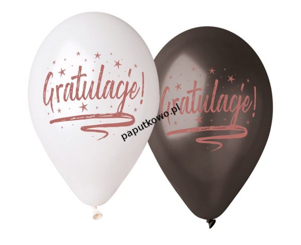 Balon gumowy premium hel gratulacje mix 5 szt (GMS120/797)