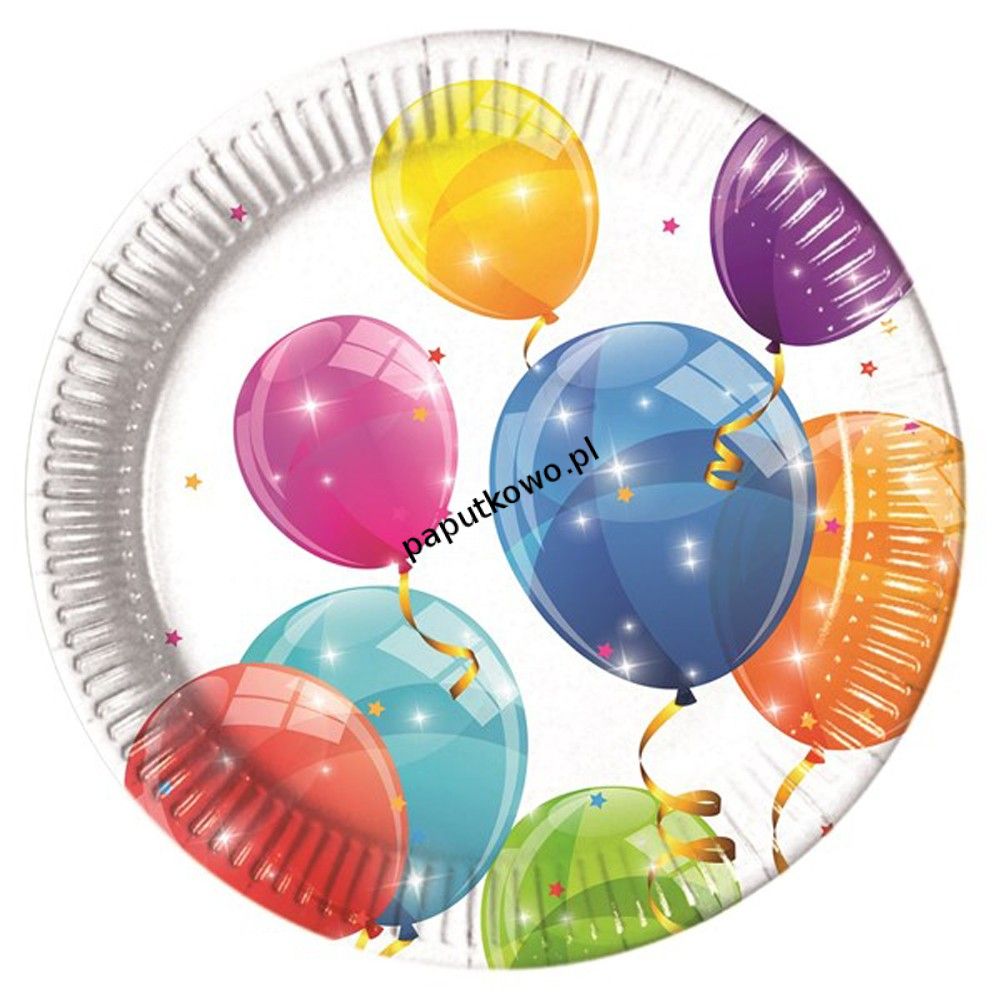 Talerz jednorazowy 20cm 8szt talerzyki papierowe sparkling balloons śr. 200 mm (88148)