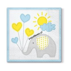 Serwetki Paw cute elephant light blue kolor: jasny niebieski (sdl064605)