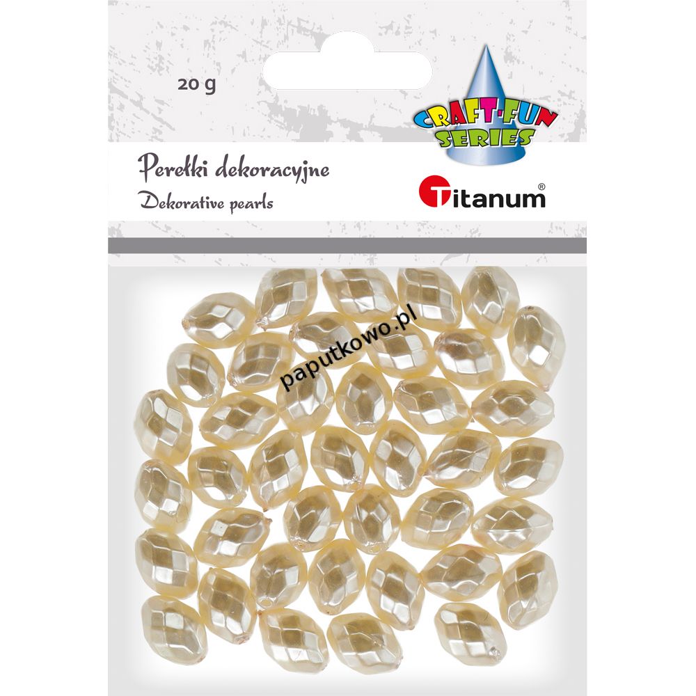 Perły Titanum Craft-fun Craft-Fun Series podłużne fasetowane biały perłowy (220075)