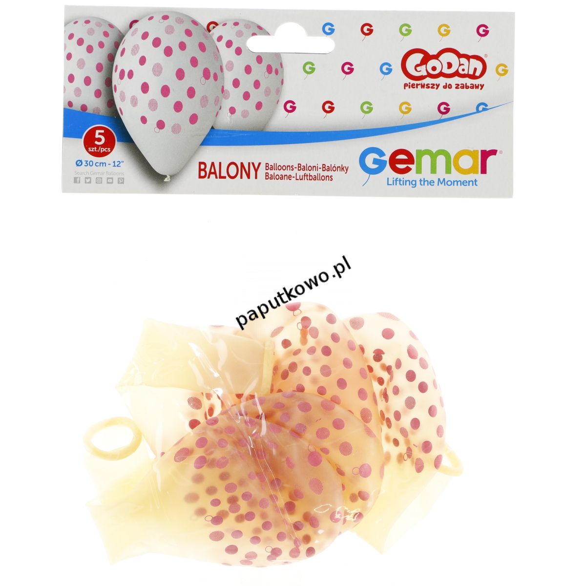 Balon gumowy Godan premium groszki  różowe op 5 szt różowy 5 szt (GS110/gkir) 1
