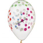 Balon gumowy premium hel konfetti kolorowe transparentny 5 szt (gs120/816k)