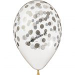 Balon gumowy premium hel konfetti srebrne transparentny 5 szt (GS120/752s)