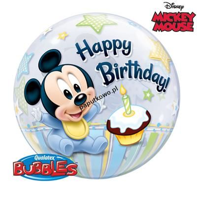 Balon foliowy Mickey Mouse 1 Urodziny bubble 22 cale 22cal (12864)