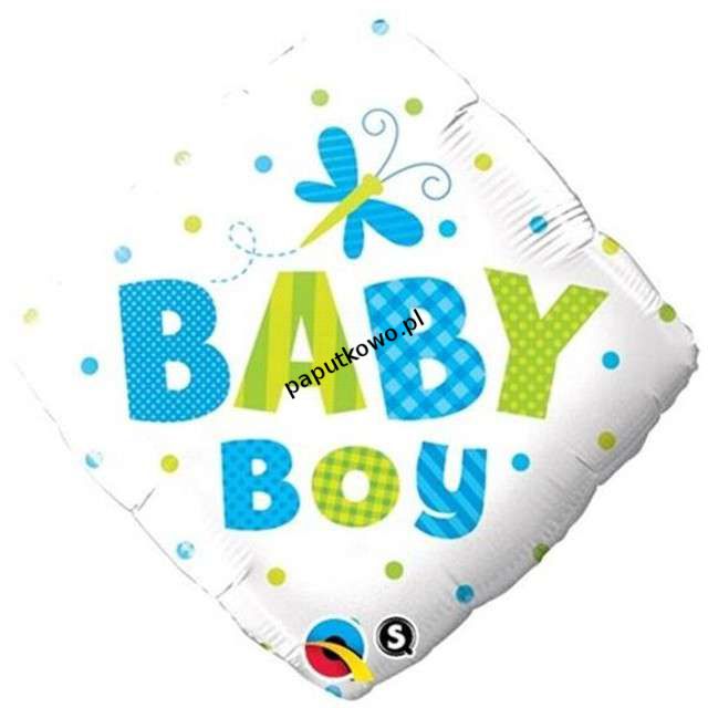Balon foliowy baby boy grochy i ważka 18 cali 18cal (14666)